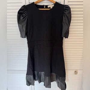 NWT Michael Kors Black Ponte Puff Sleeve Dress Size L